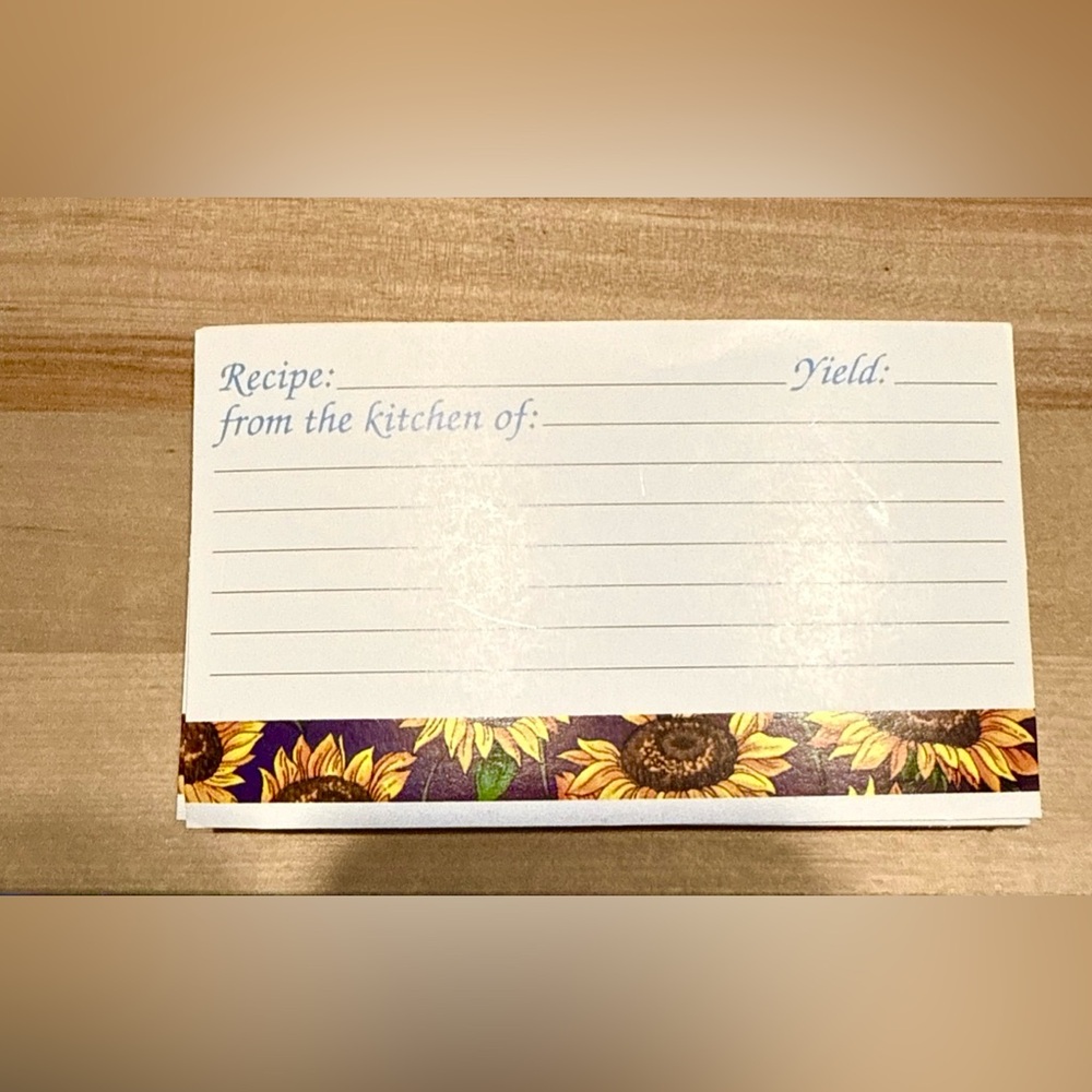 Vintage Blank Recipe Cards Sunflower Border 42 Unused 3x5